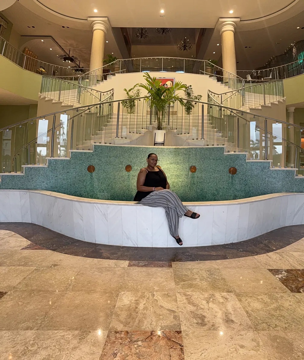 Grand staircase at a Jamaica resort